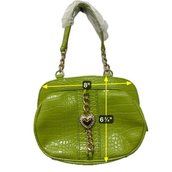 096 Unbranded | NWOT Lime Green Mini Bag with Chain (Size OS) - Picture 5 of 8